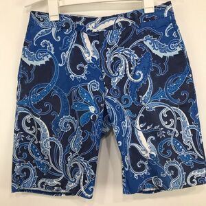 Ralph Lauren Sport RLX Blue White Paisley Print Classic Cotton Shorts